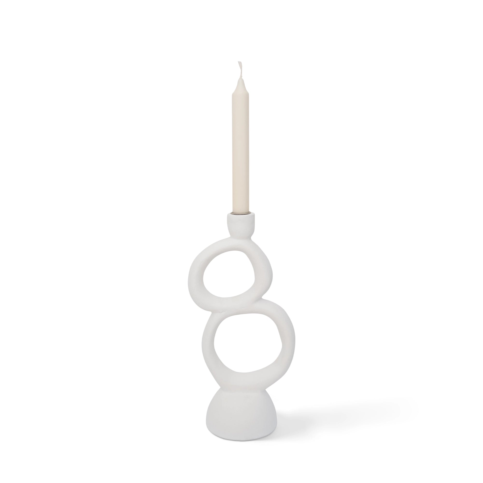 Candle Holder Ecomix Rough Sophistication Double - White
