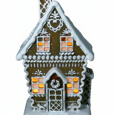 Ornament - LED White Iced Gingerbread House