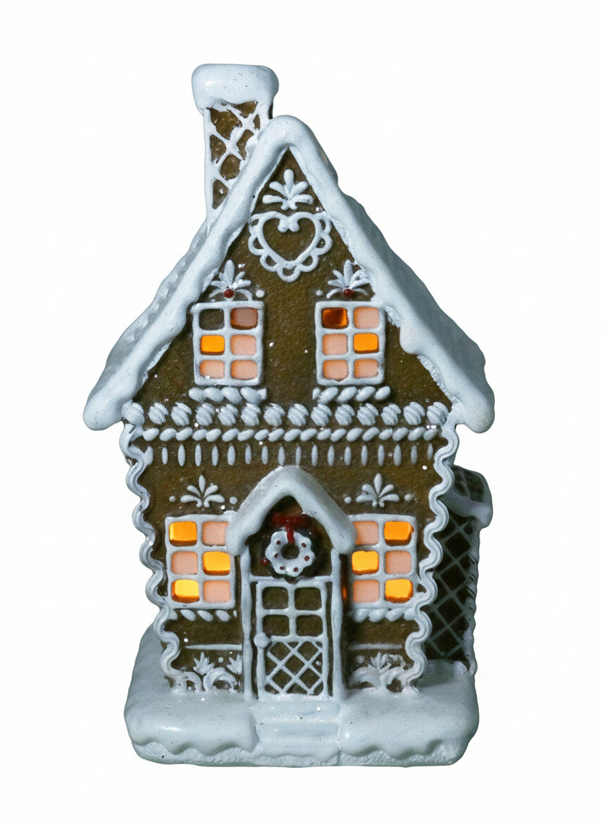Ornament - LED White Iced Gingerbread House