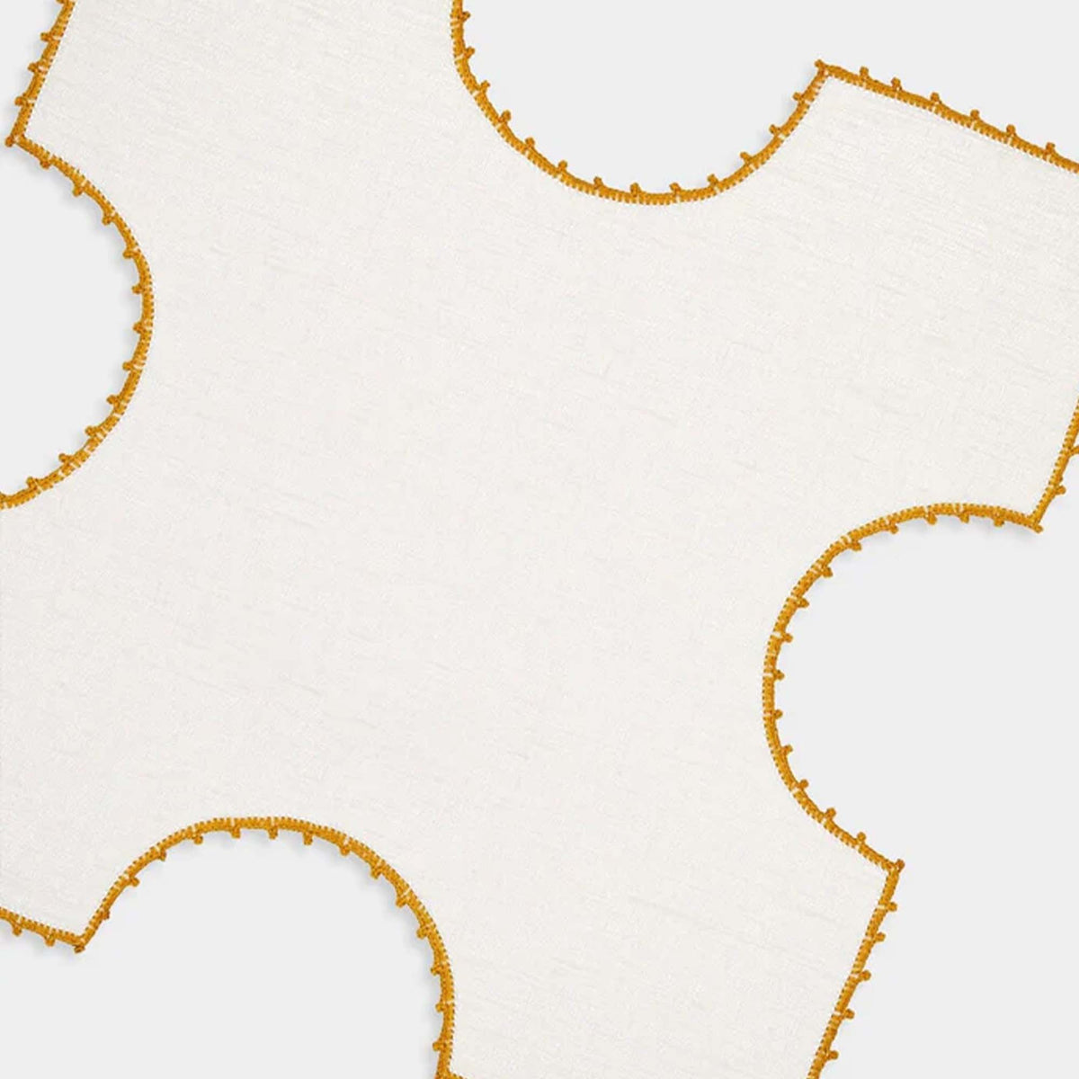 Hand Embroidered Teresa Linen Bread Basket Cloth - White & Yellow