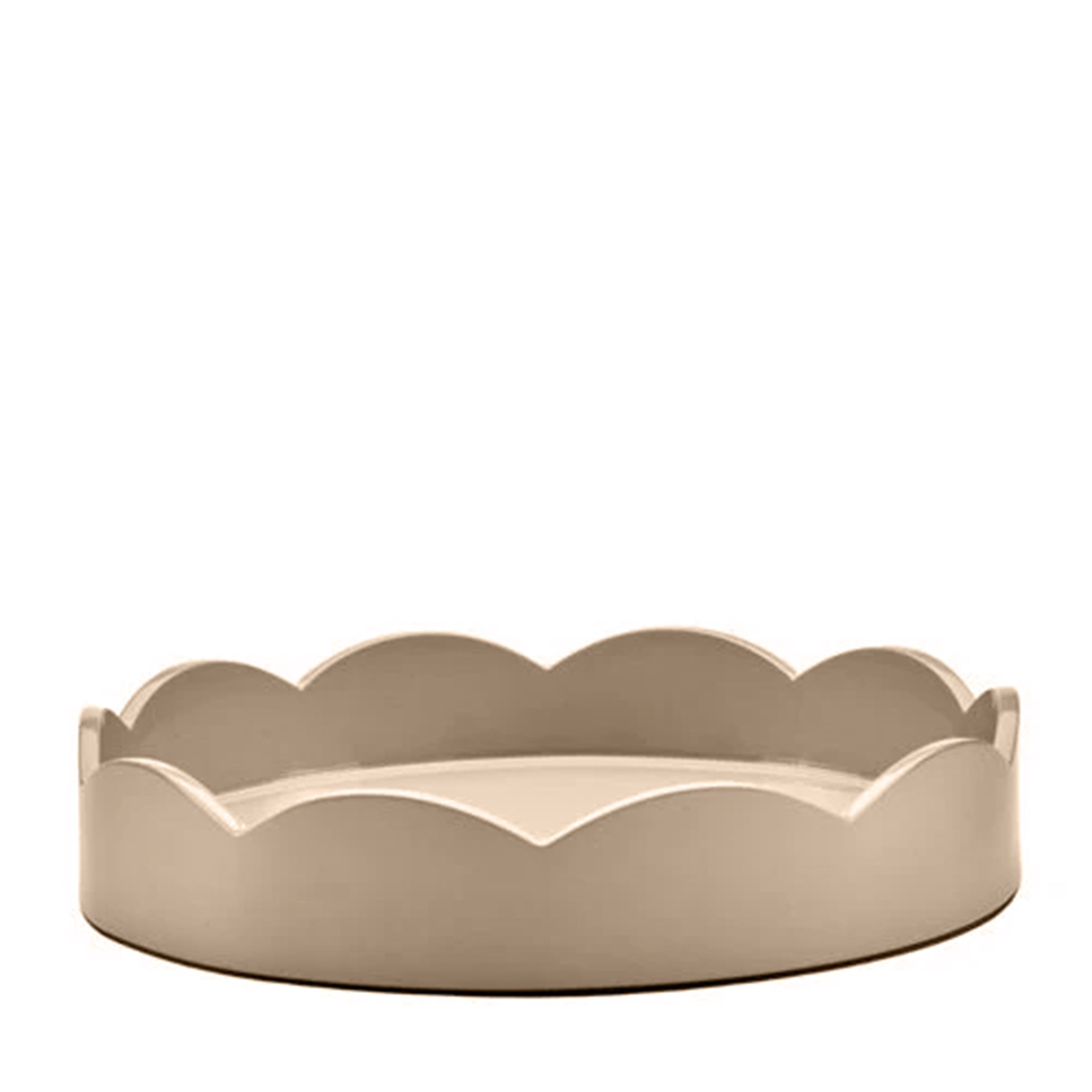 Lacquered Round Scallop Tray - Cappuccino