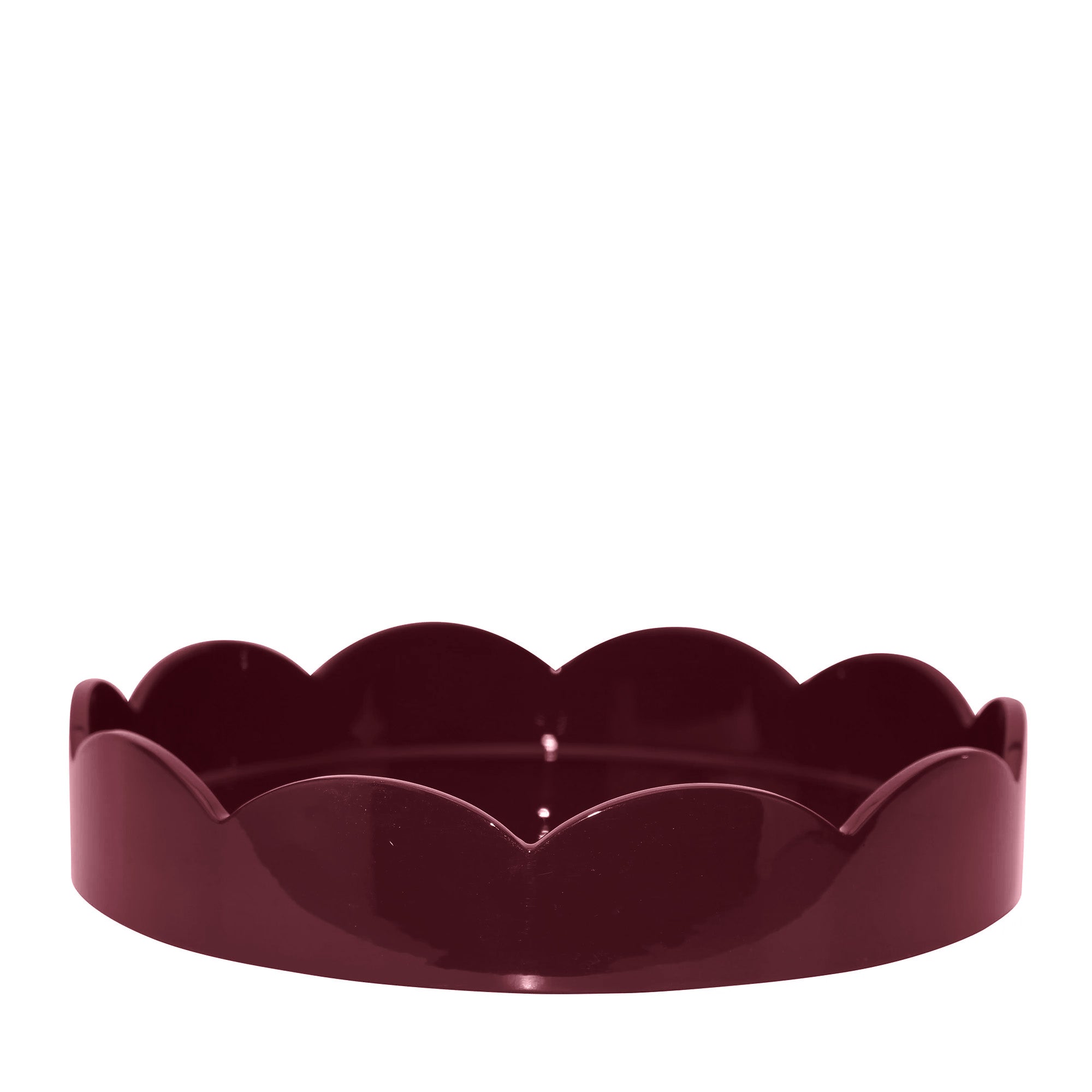 Lacquered Round Scallop Tray - Cherry