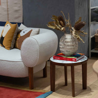 Hole Side Table Walnut & Marble - Carrara Marble