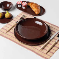 Bamboo Rectangular Placemat Apricot & Natural 45 x 33cm