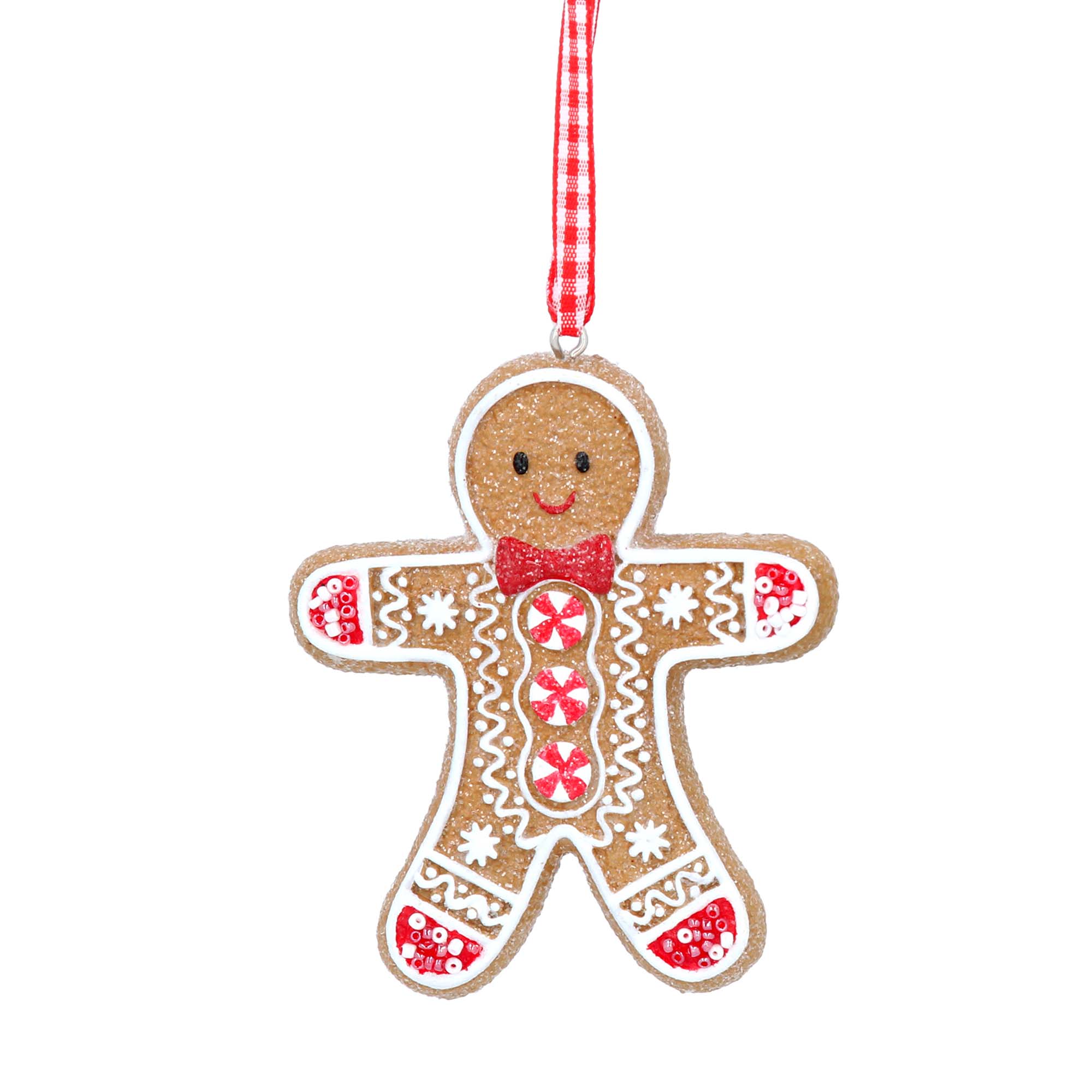 Resin Gingerbread with Gingham Loop Ornament