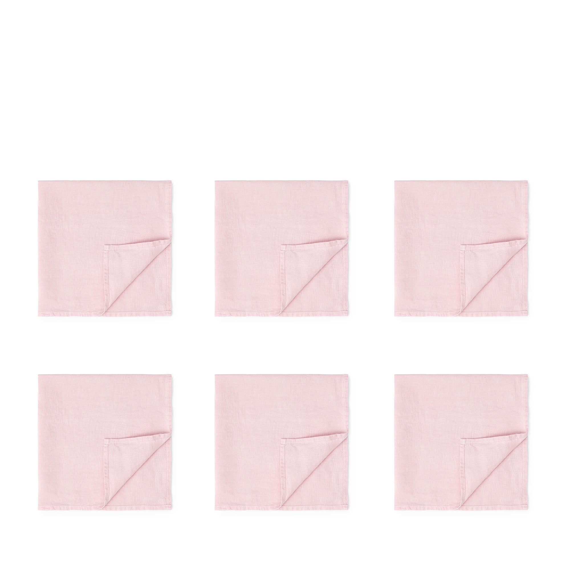 مجموعة مناديل كتان وردي فاتح 47 × 47 سم - 6 قطع