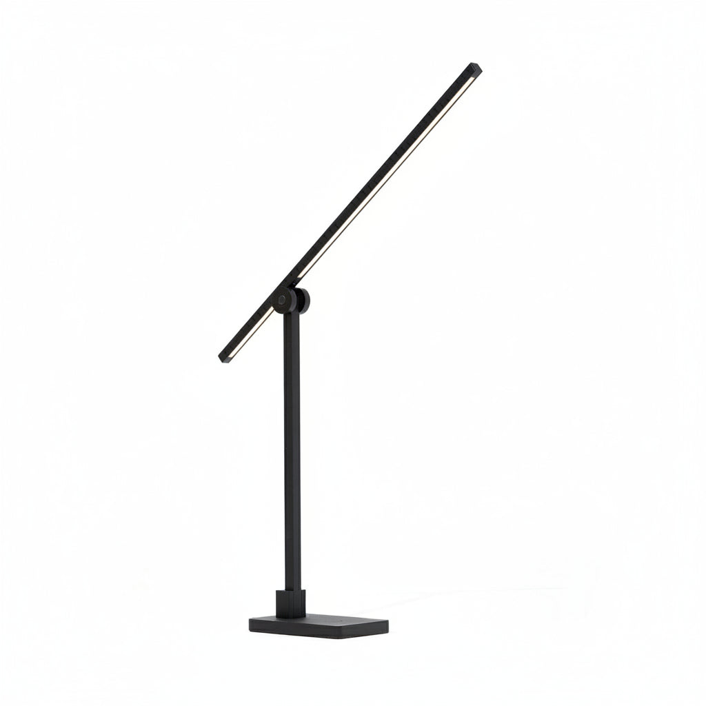 A sleek, modern white floor lamp with a minimalist design, featuring a slim profile and touch-sensitive dimming functionality.