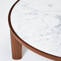 Hole Coffee Table Walnut Carrara Marble