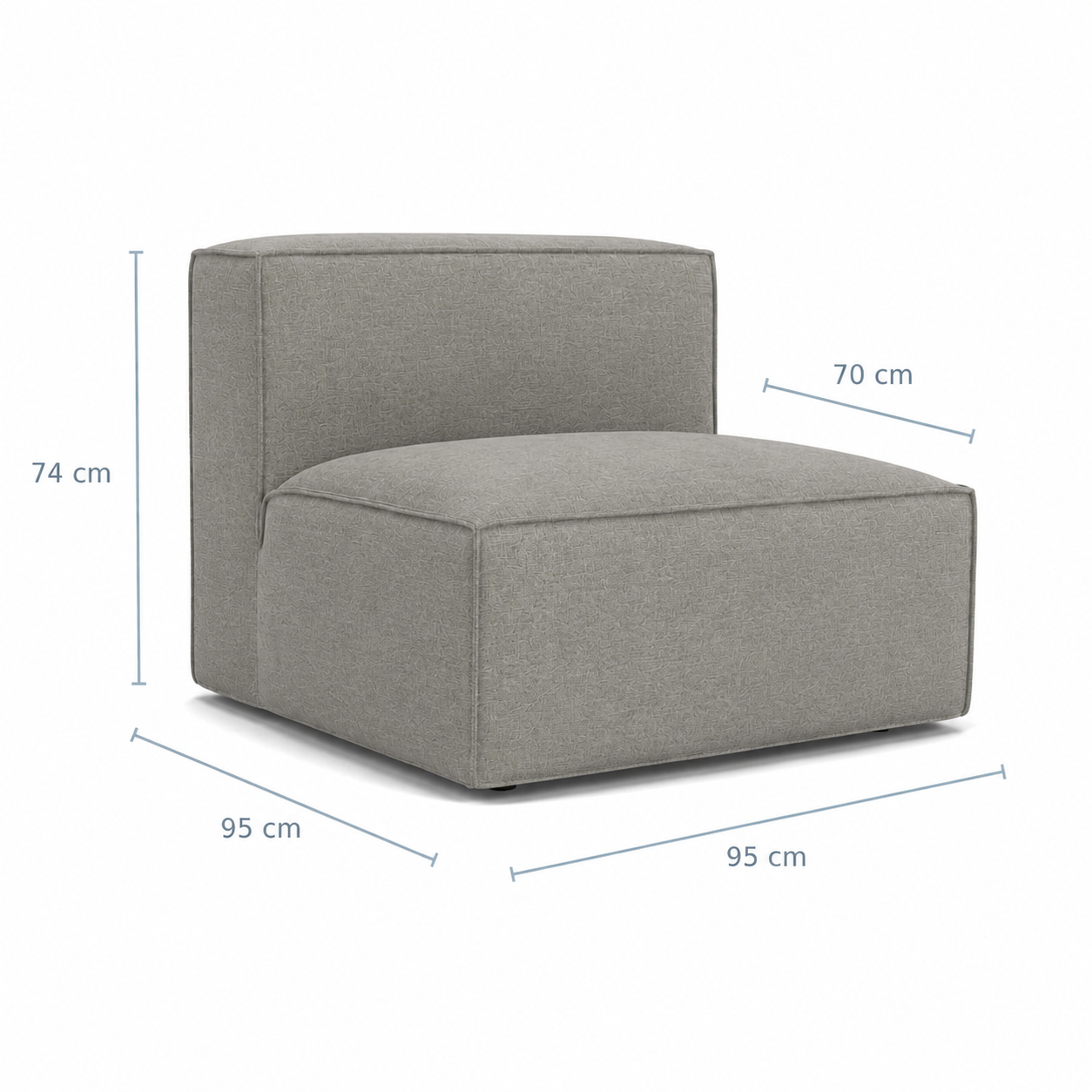 Planar 100cm Middle Module – Stonewash Linen in Onyx