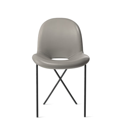 Cross Leg Side Chair - Leather Zinc