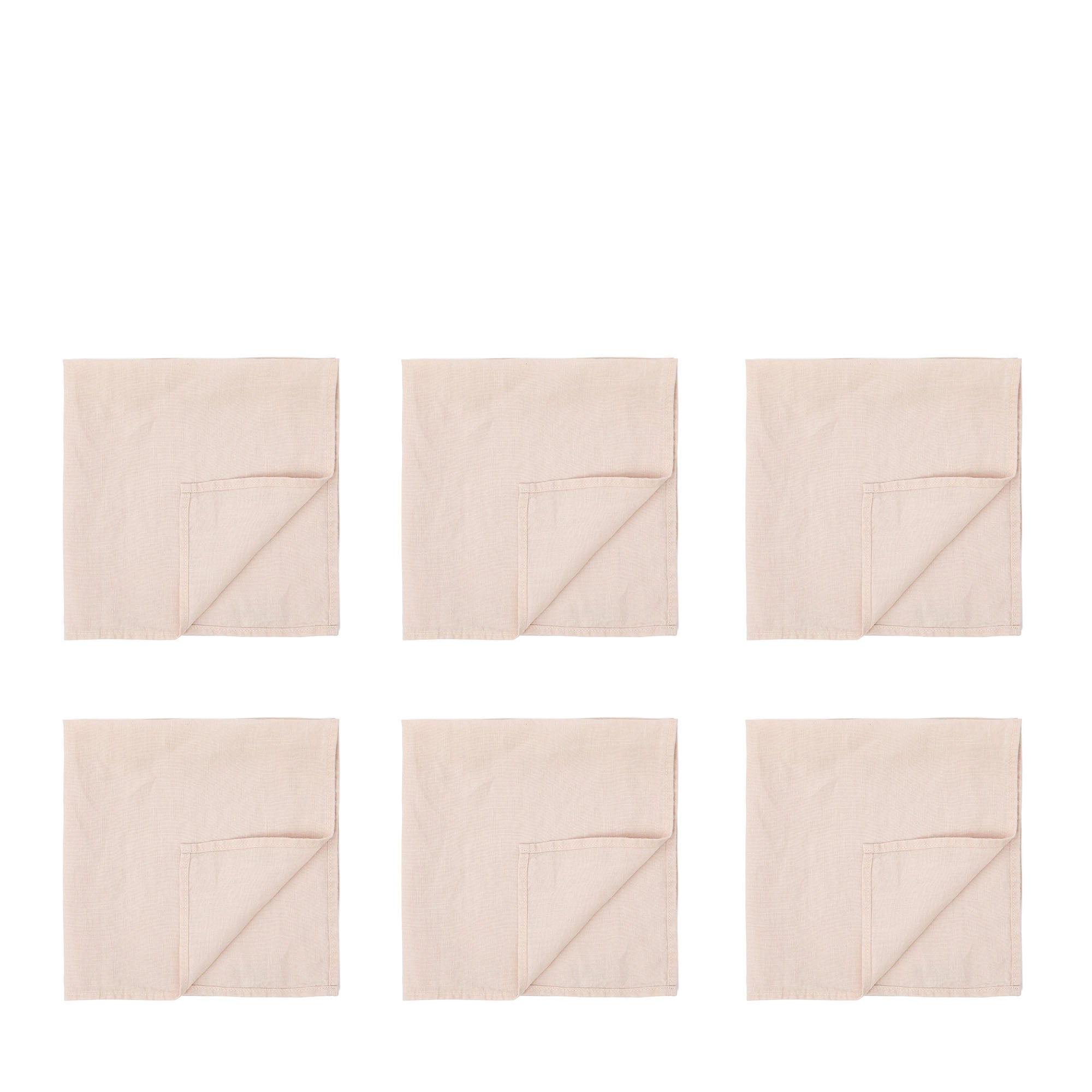 مجموعة مناديل كتان وردي 47 × 47 سم - 6 قطع