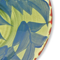 Serving Plate With Blue Leaves Motifs on Green Background - Small