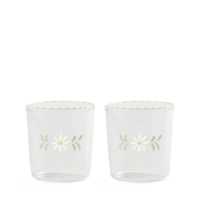 Glass Flora White Set of 2