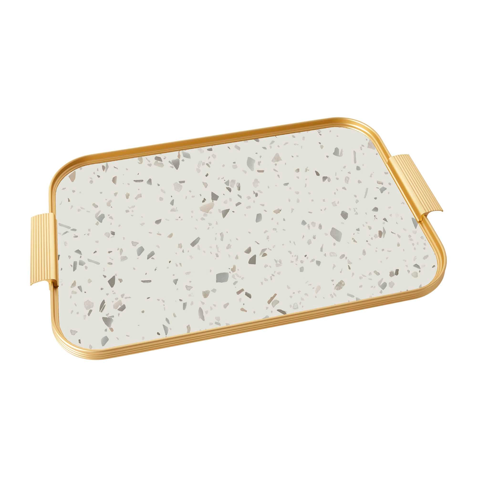 Ribbed Tray in Terrazzo and Gold - 20 Inch by Kaymet – The Conran Shop