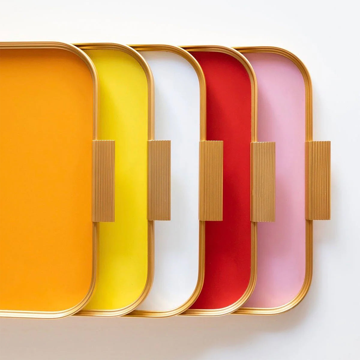 Ribbed Tray in Rose Pink and Gold - 18 Inch