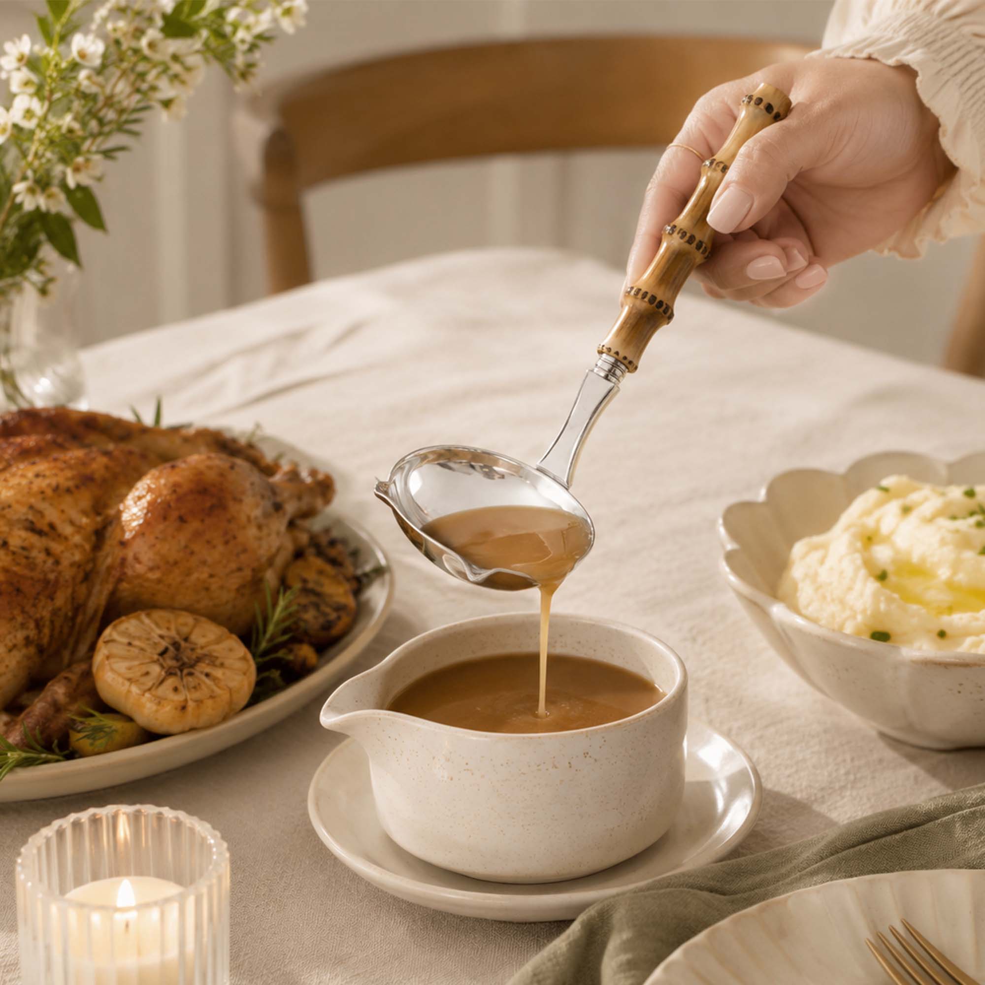Panda Gravy Ladle - Light Bamboo