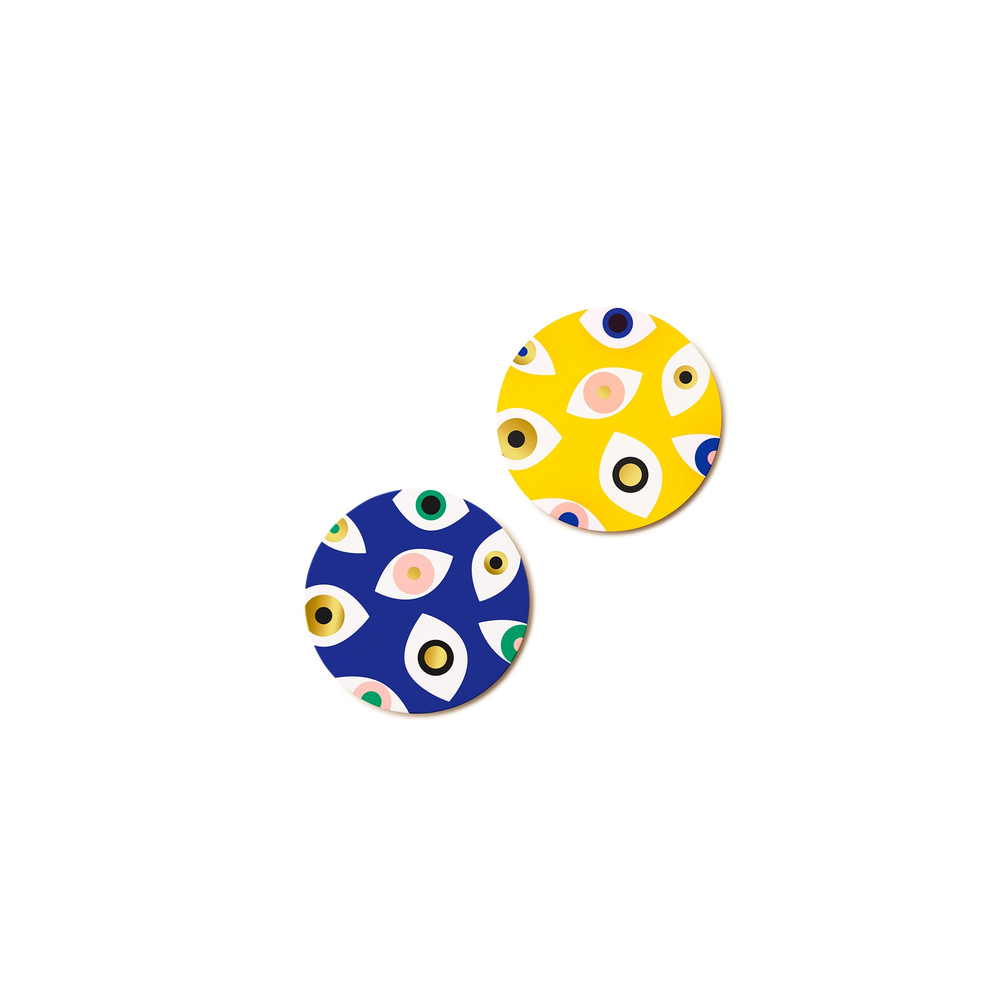 Nazar Double-Sided Cocktail Coasters Blue and Yellow image 1