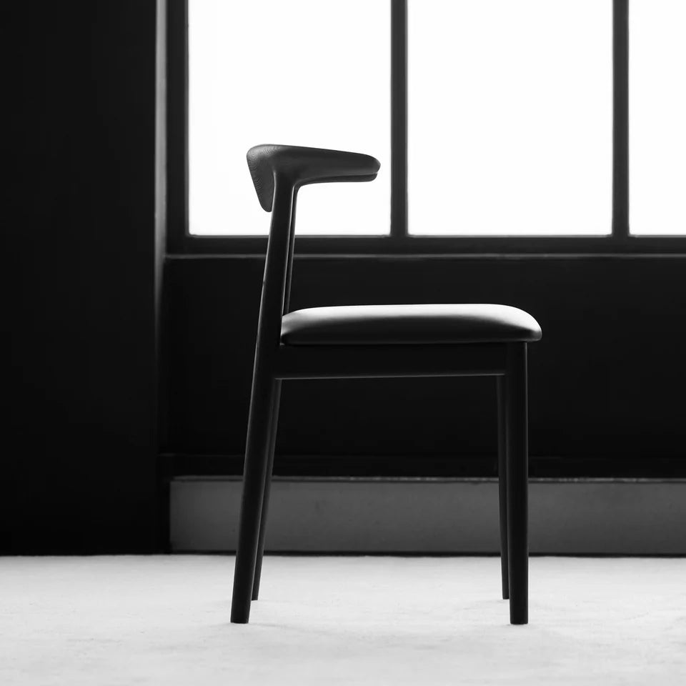 Delta Chair Black Leather & Black Stained Oak