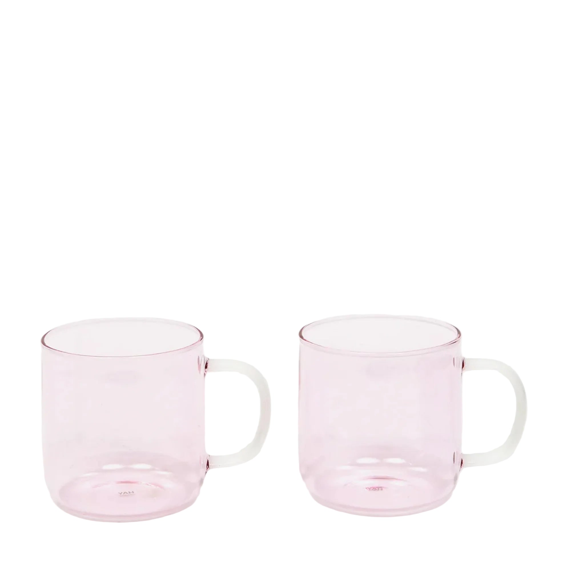 Borosilicate Mug Set Of 2 Pink With White Handle