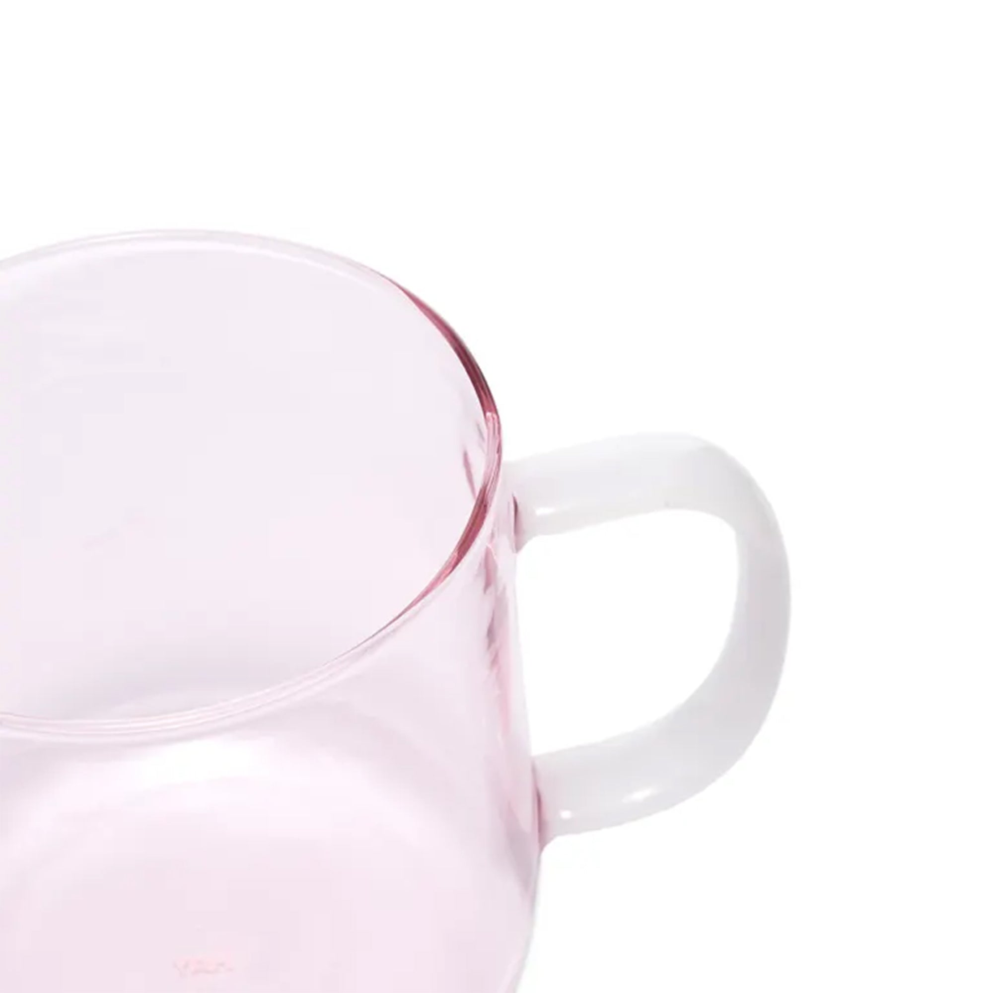 Borosilicate Mug Set Of 2 Pink With White Handle