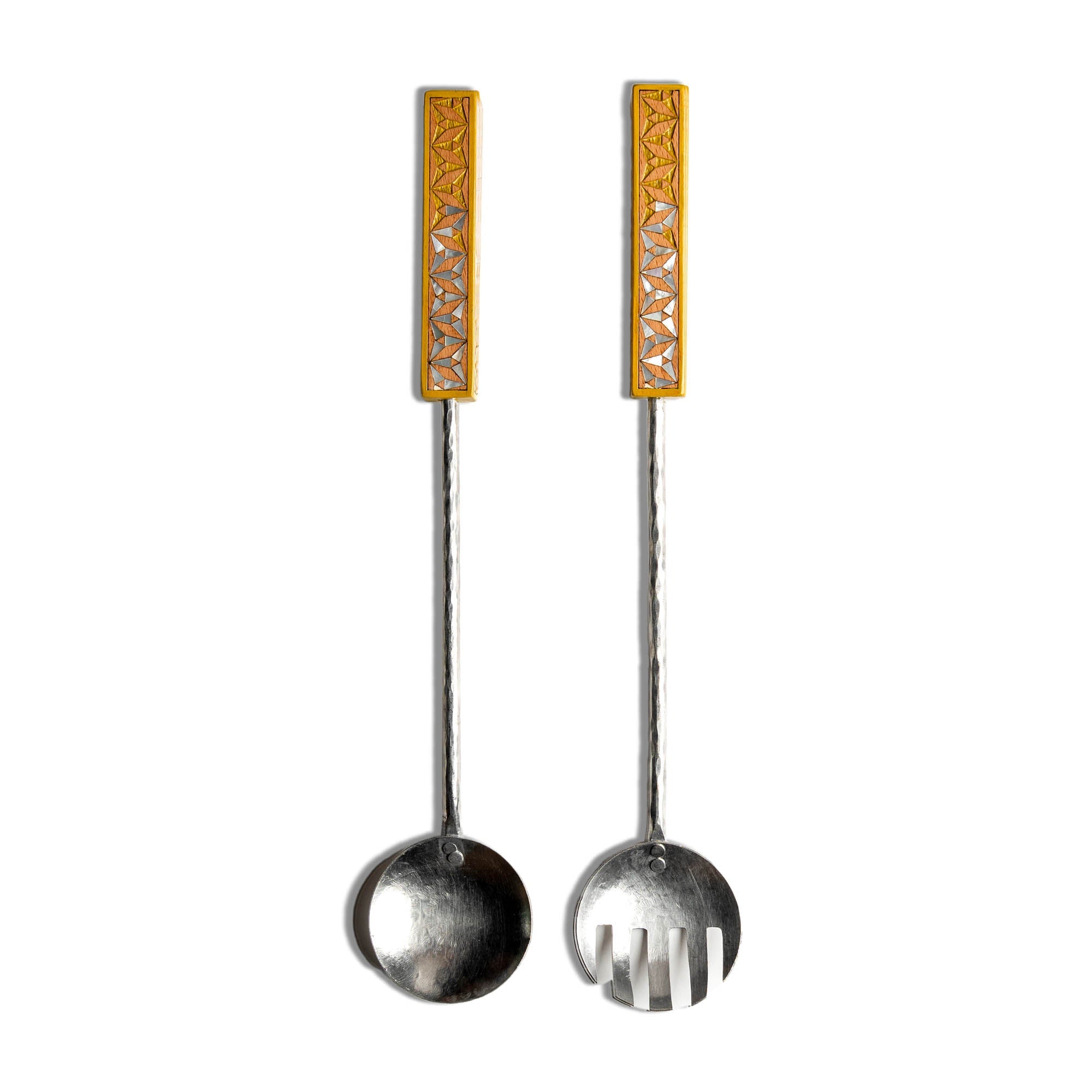 Salad Set with Triangle Decoration on Handles - Yellow