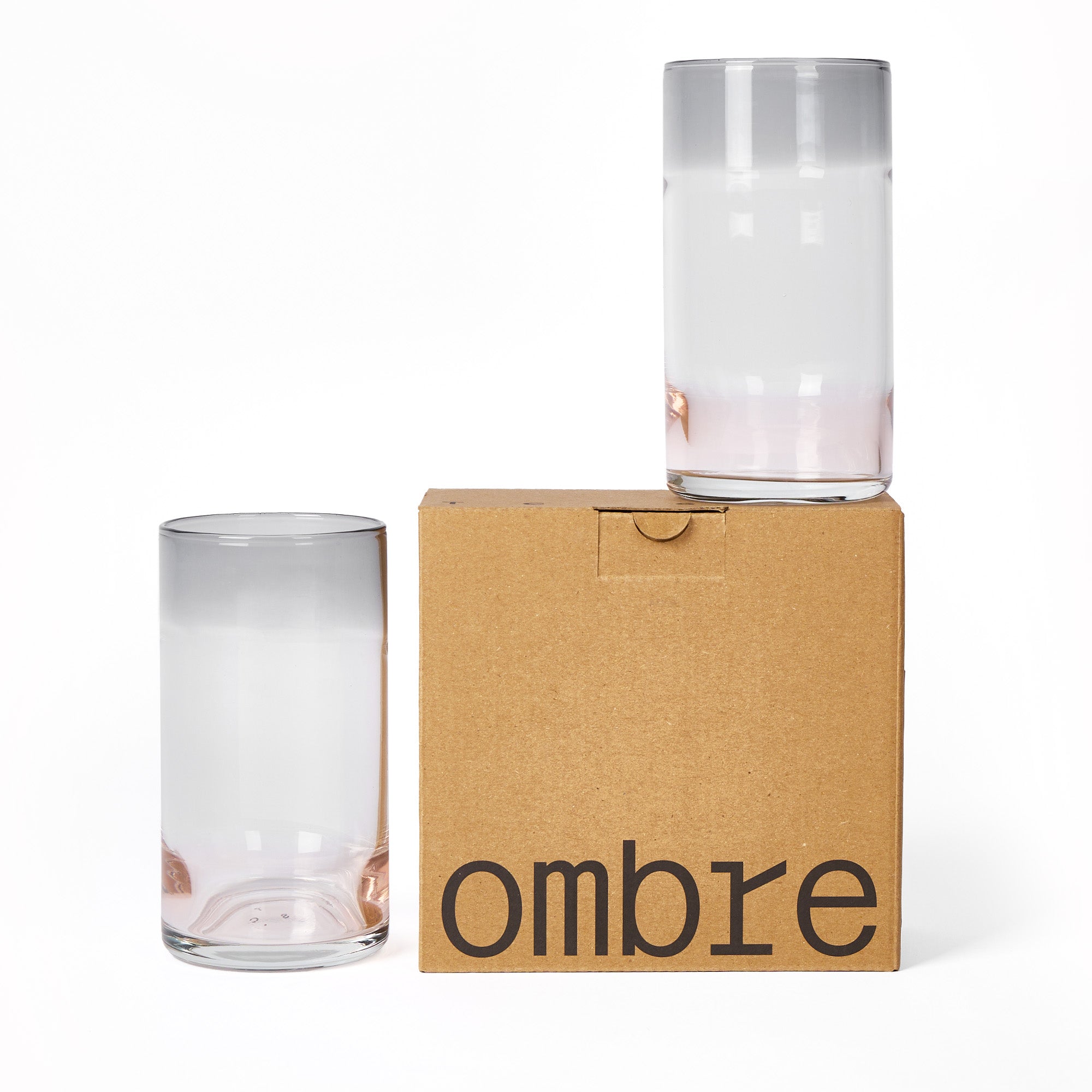 Ombre High Ball Peach and Smoke (Set of 2)