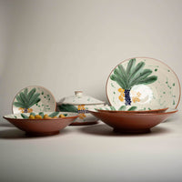 Serving Bowl With 1 Palm & Yellow Dates & Blue Trunk - Medium