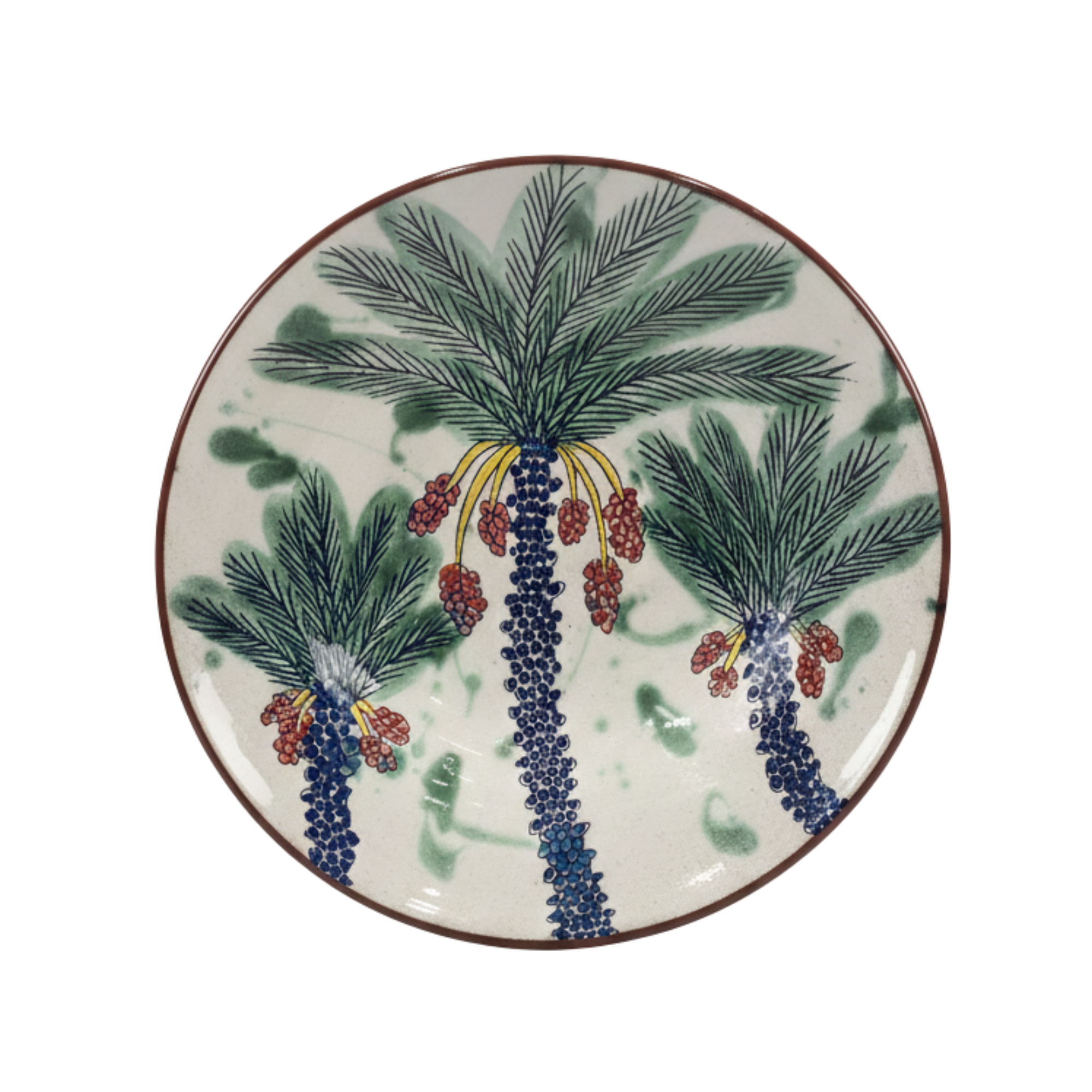 Serving Bowl With 3 Palms & Red Dates - Medium