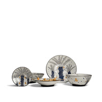 Serving Bowl With 3 Palms & Grey Branches - Medium