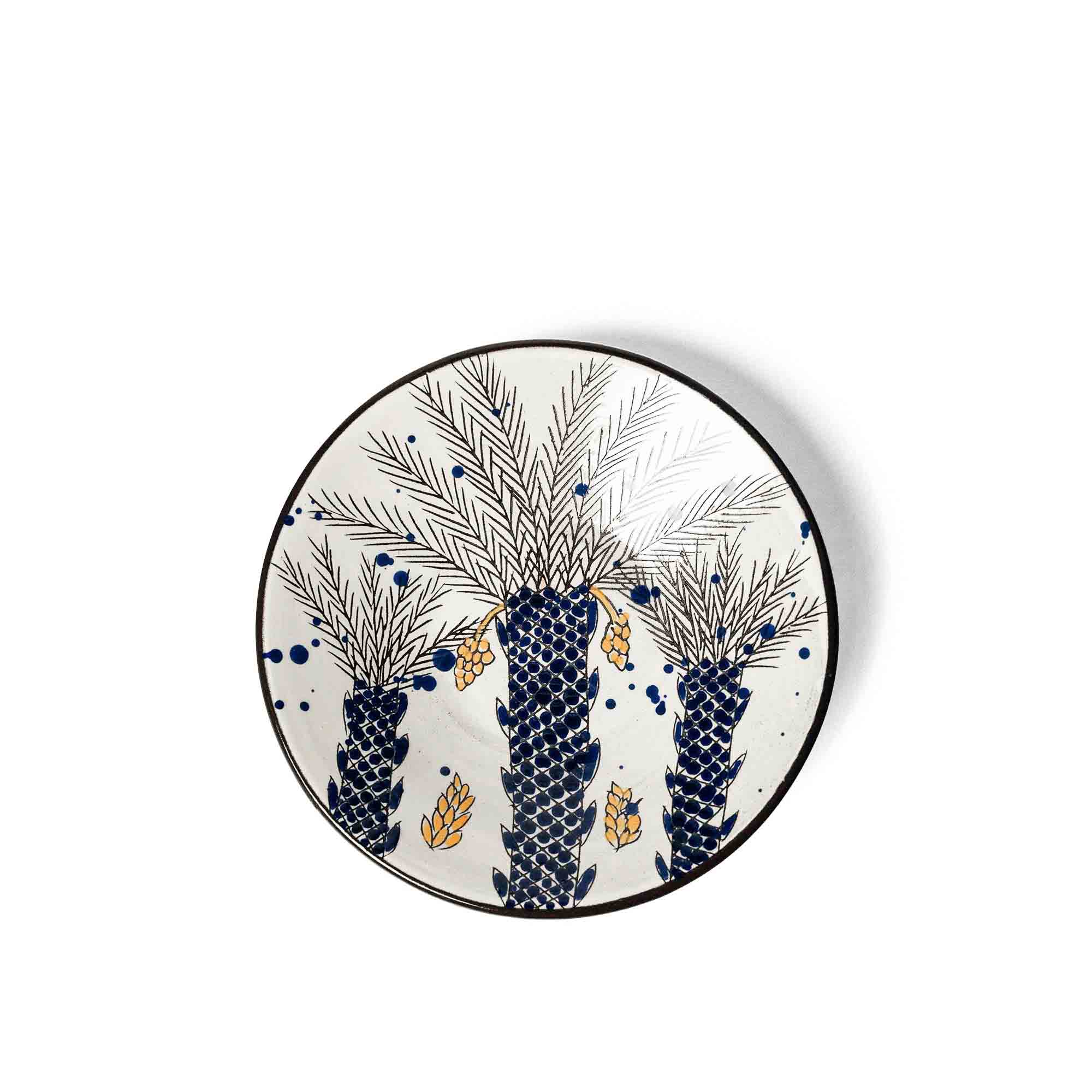 Serving Bowl With 3 Palms & Grey Branches - Medium