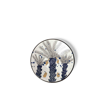 Serving Bowl With 3 Palms & Grey Branches - Small