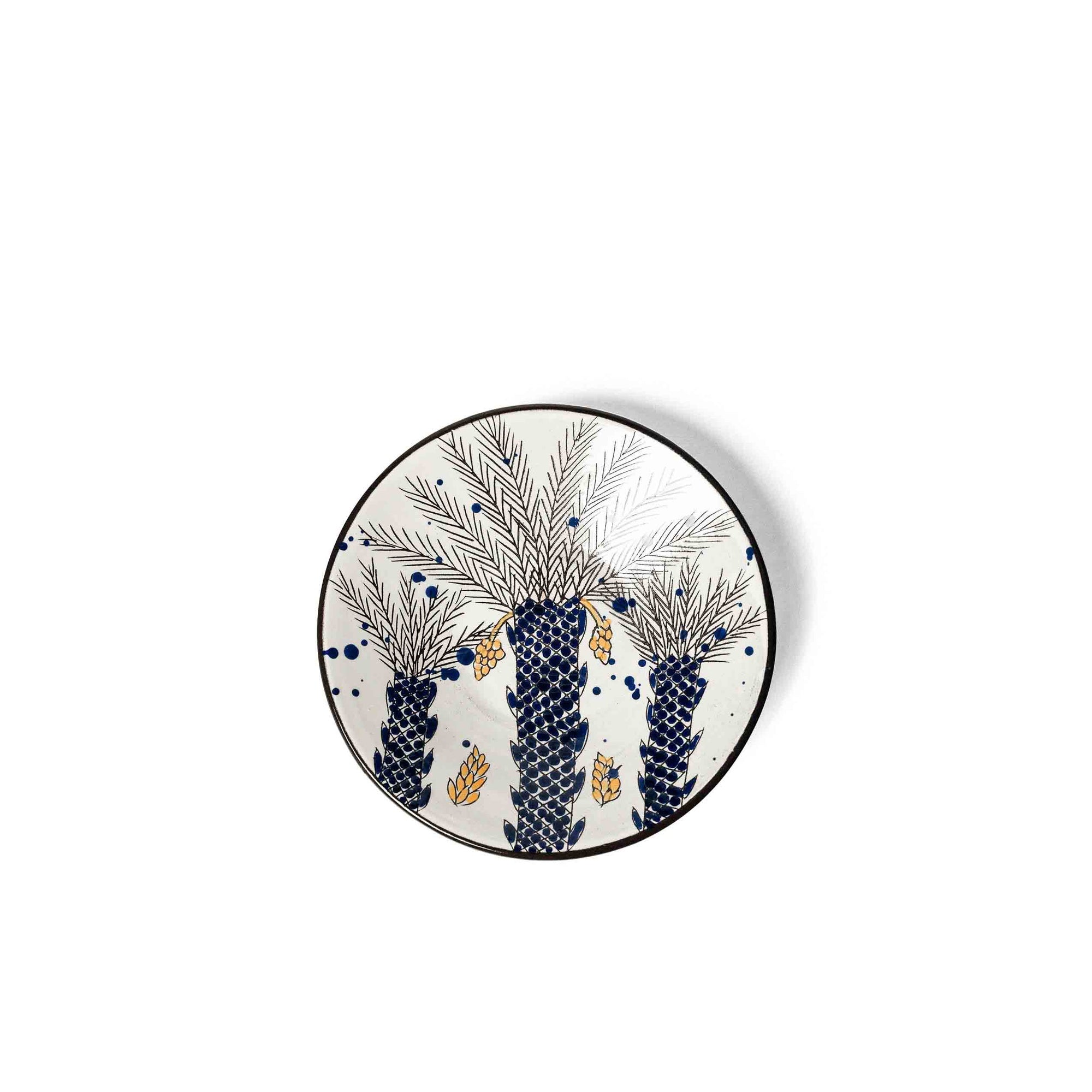 Serving Bowl With 3 Palms & Grey Branches - Small