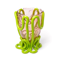 مزهرية الصيف الهندي الكبيرة - وردية وليمون غير لامع