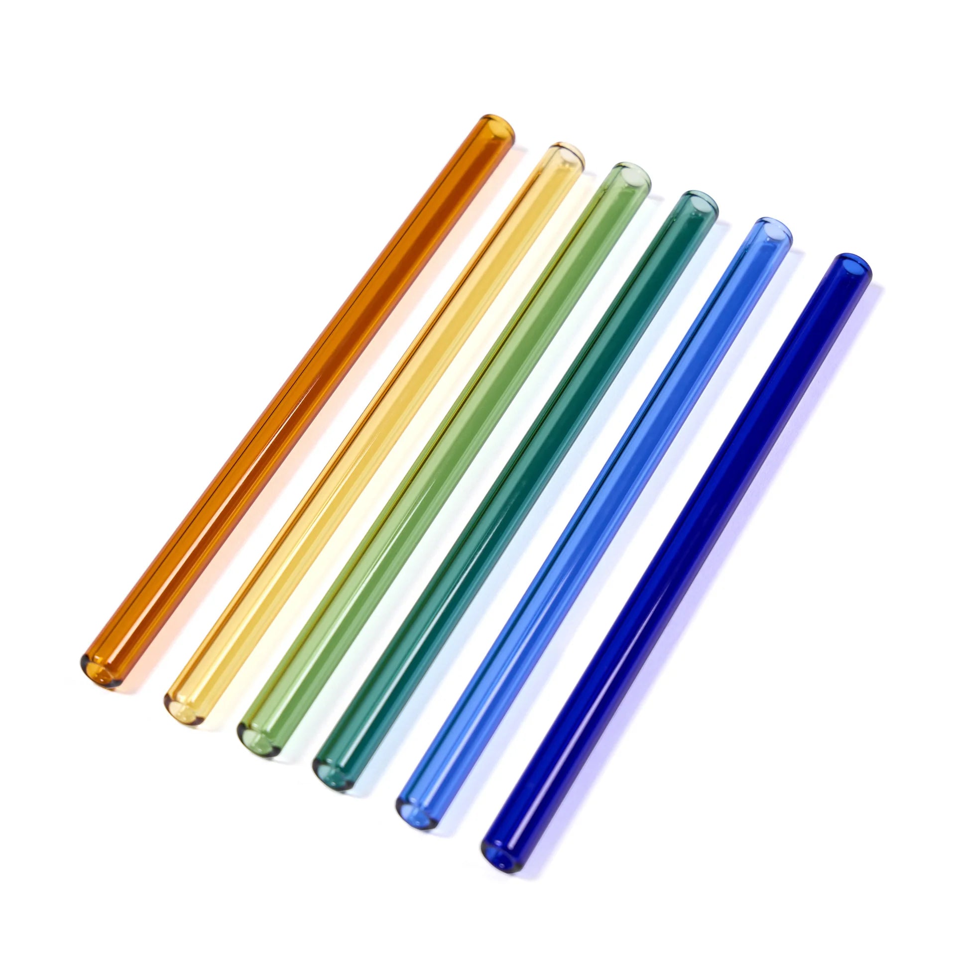 Santorini Glass Cocktail Straws Set - 6 Pcs