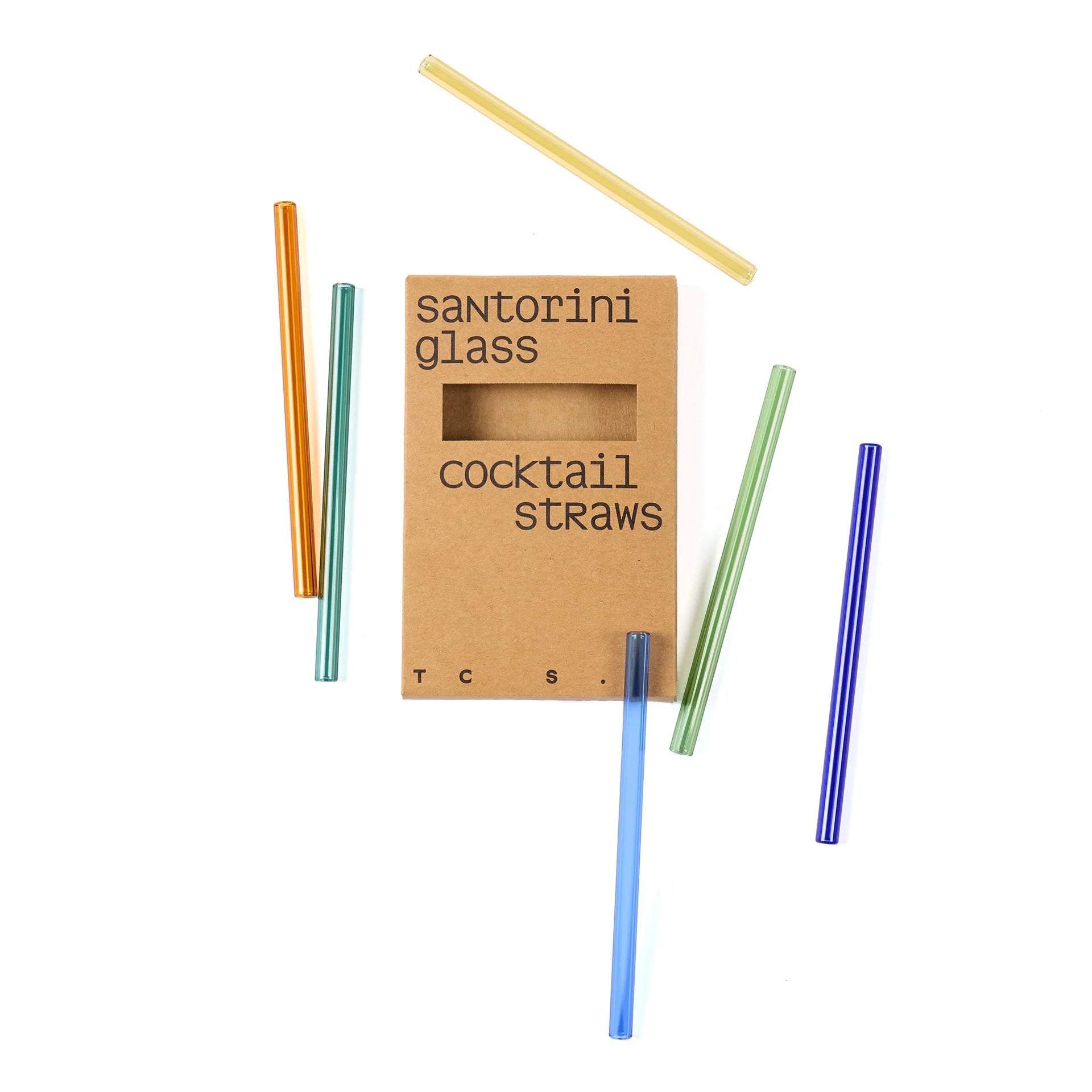 Santorini Glass Cocktail Straws Set - 6 Pcs
