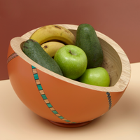 وعاء ماركيتري مانيا من الخشب المطلي باللون البرتقالي