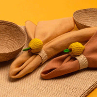 Iraca Fruit Napkin Ring - Yellow And Green Lemon