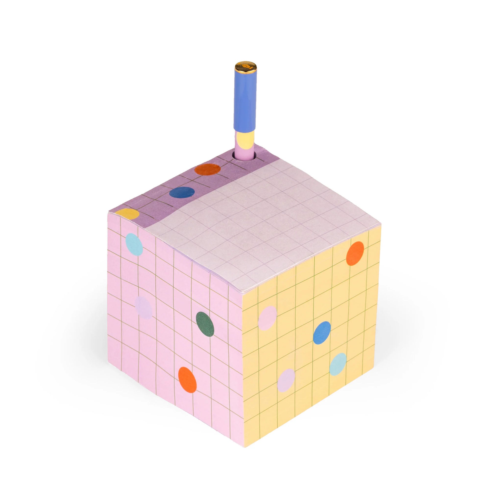 مكعب ملاحظات لاصق مع حامل قلم