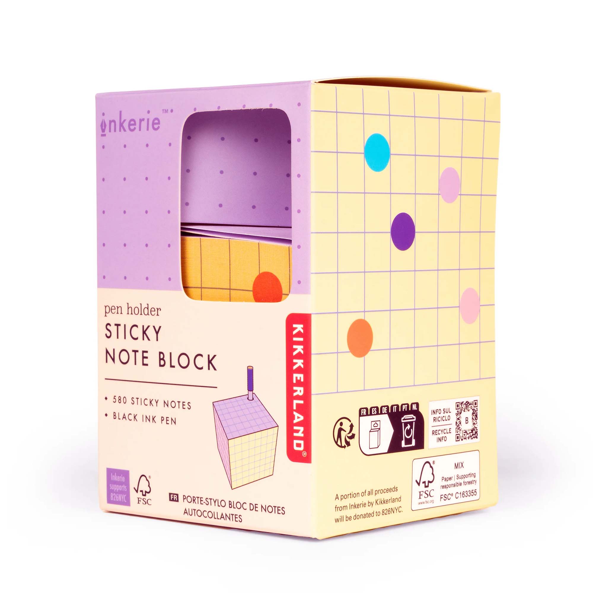 مكعب ملاحظات لاصق مع حامل قلم