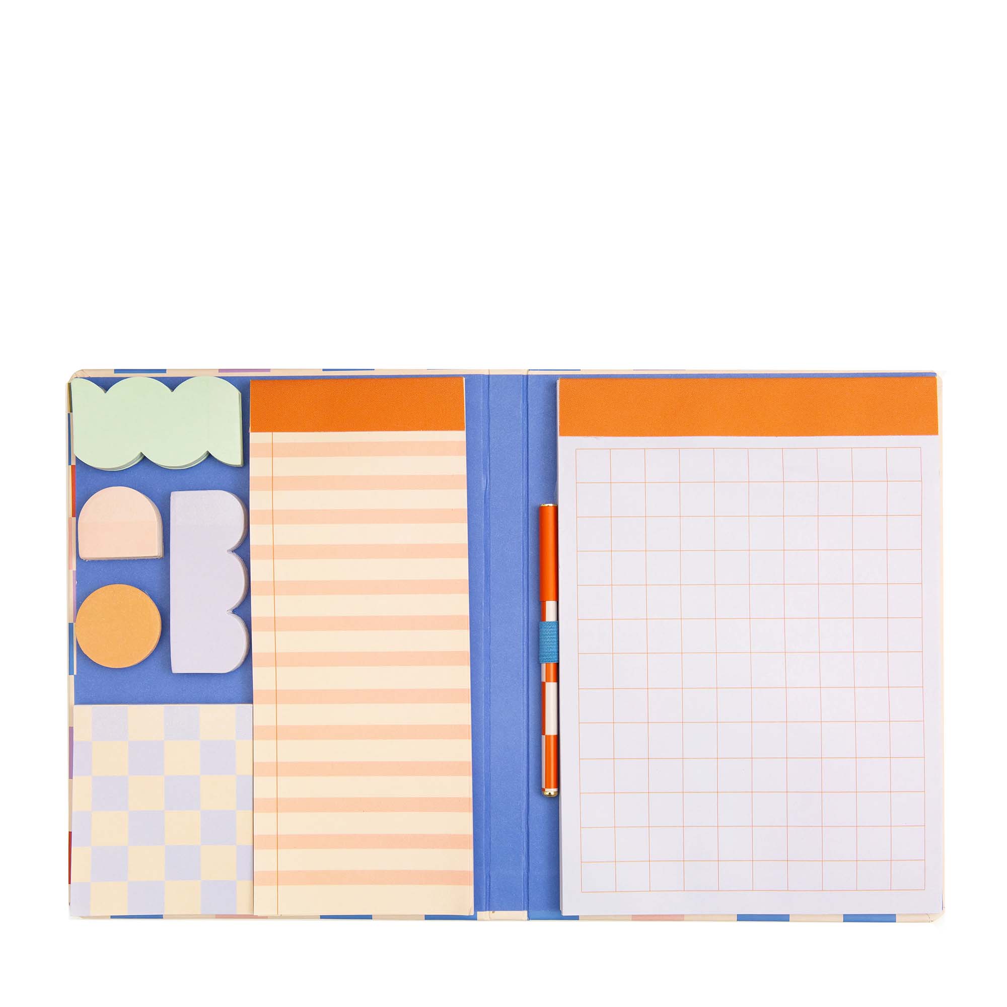 دفتر ملاحظات مع مجموعة أوراق لاصقة وقلم