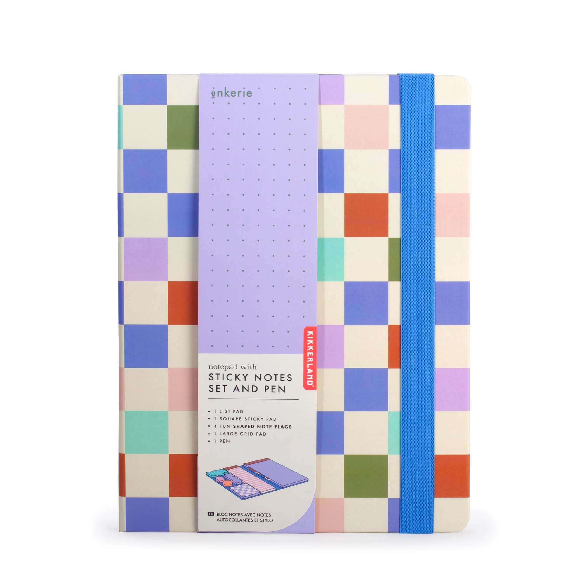 دفتر ملاحظات مع مجموعة أوراق لاصقة وقلم