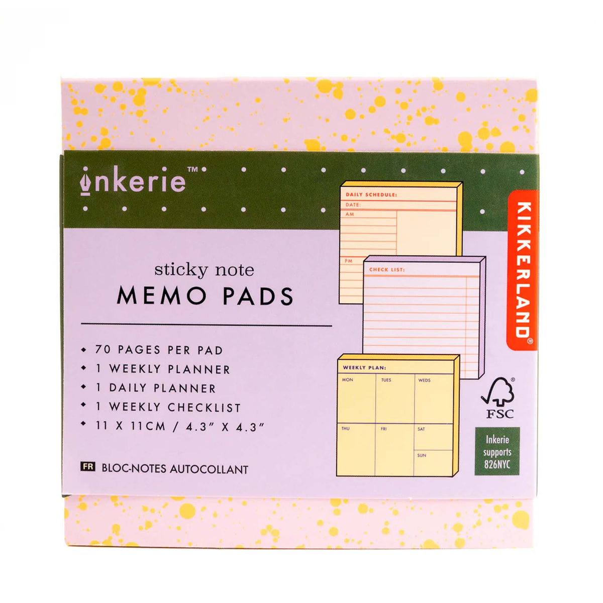 Inkerie Set of 3 Sticky Note Memo Pads