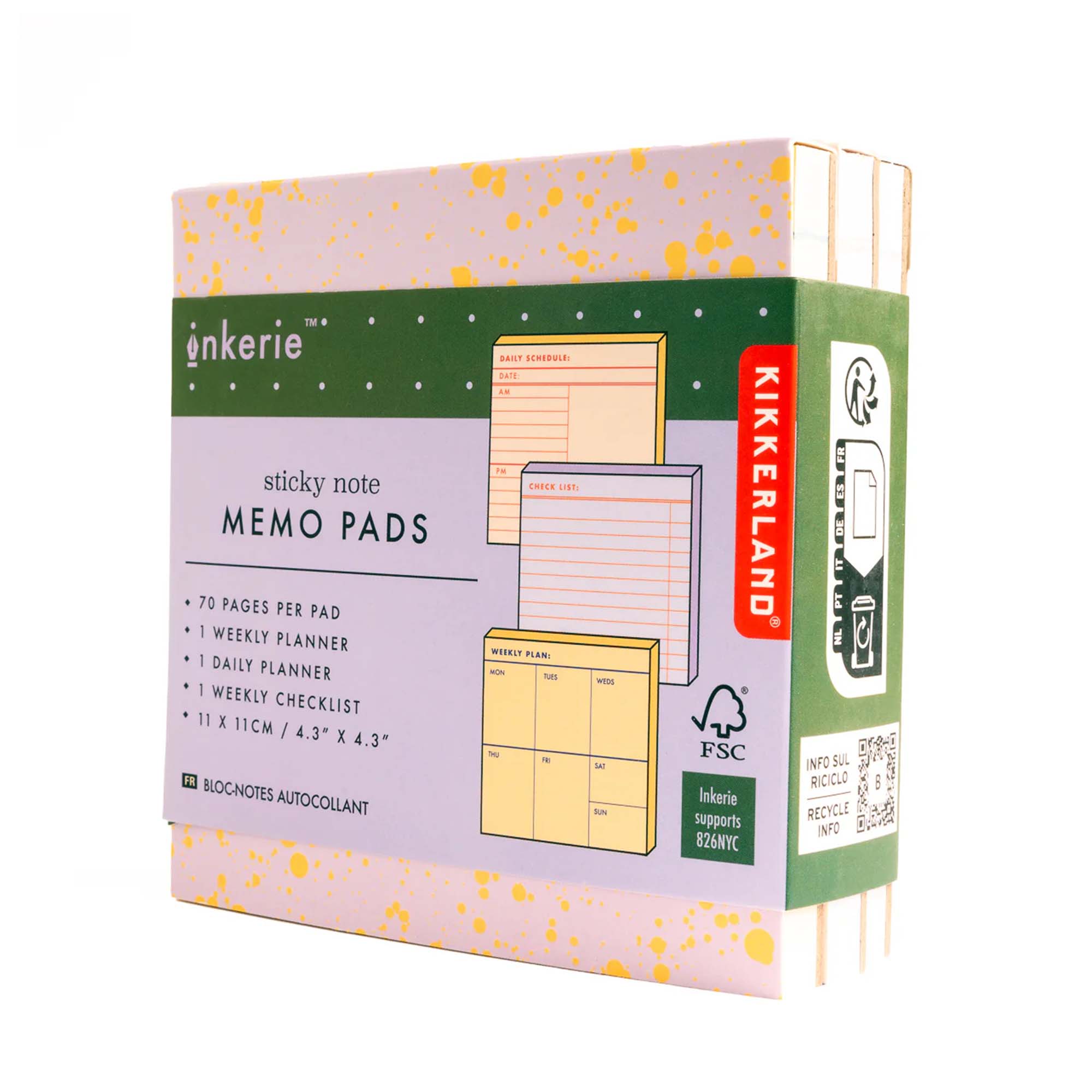 Inkerie Set of 3 Sticky Note Memo Pads