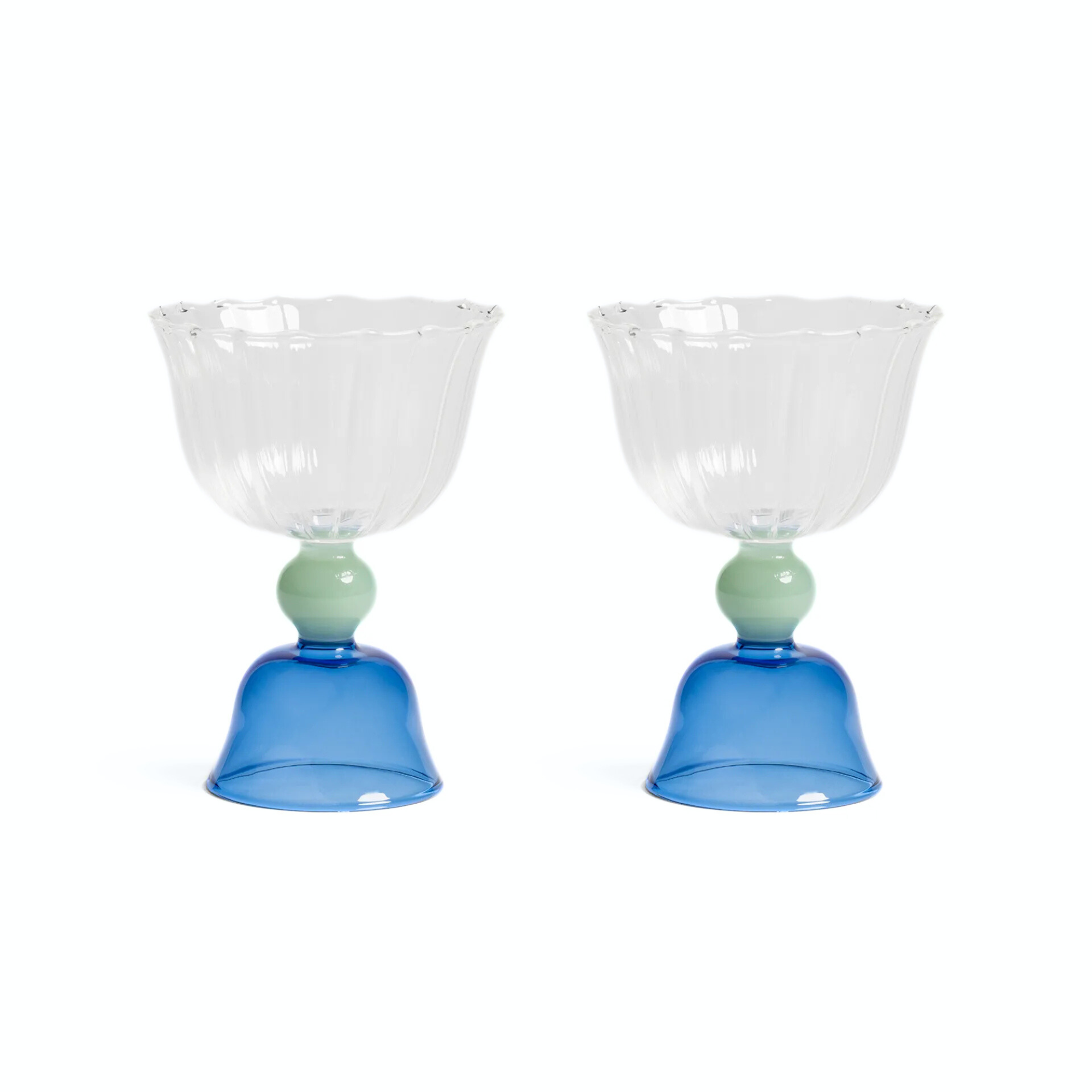Glass Tulip Blue Set of 2