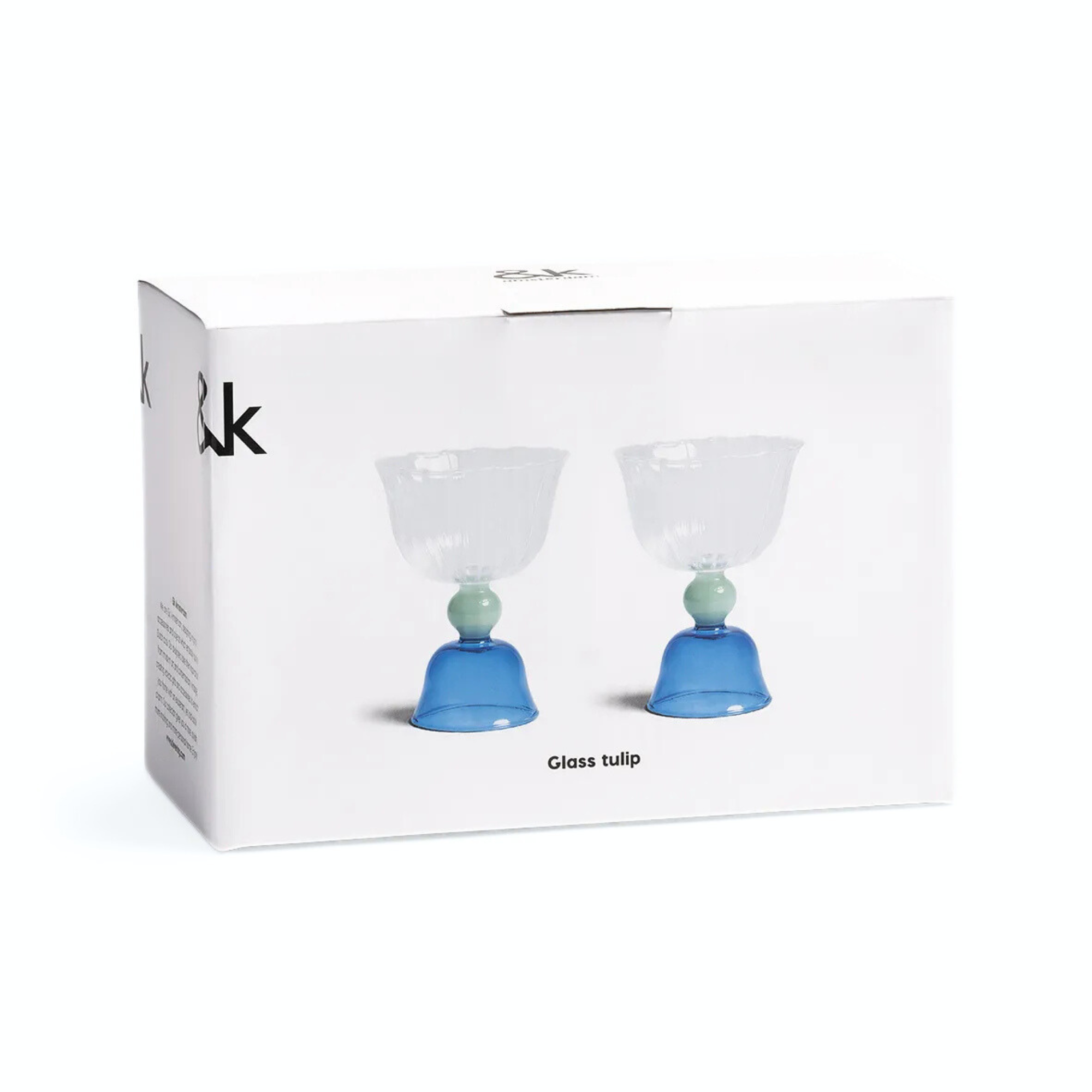 Glass Tulip Blue Set of 2