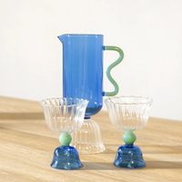 Glass Tulip Blue Set of 2