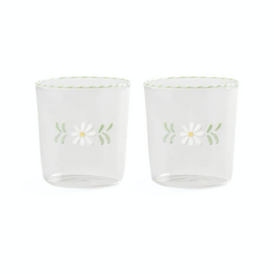 Glass Flora White Set of 2