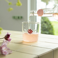 Glass Flora Red Set of 2