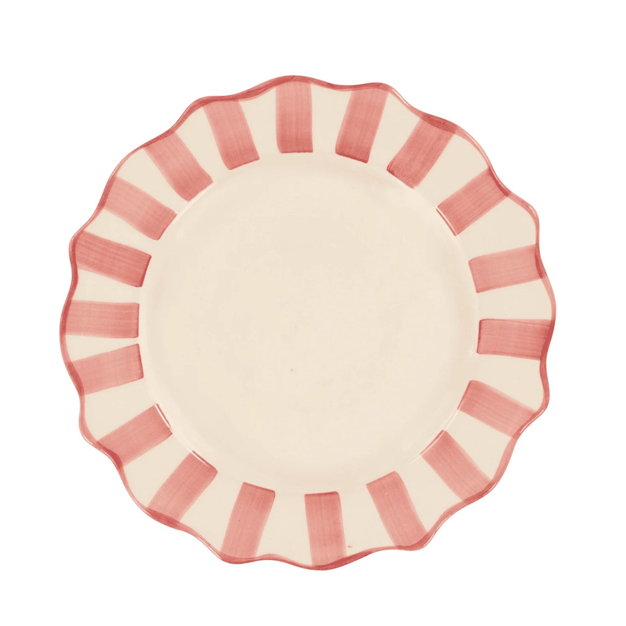 صحن عشاء بحافة متموجة - وردي