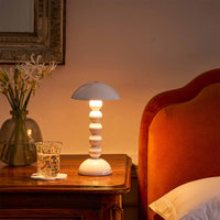 Lacquer Rechargeable Bobbin LED Lamp - Cappuccino